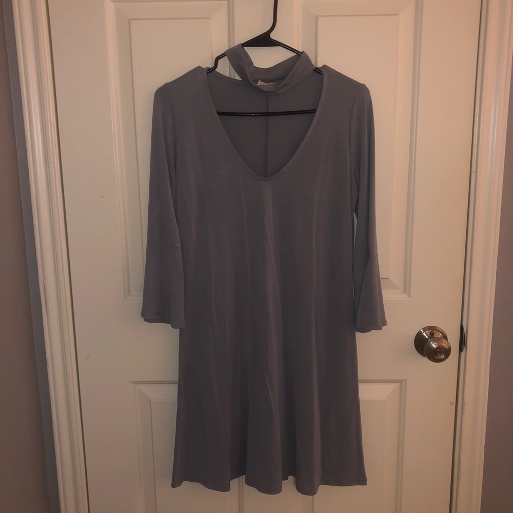Long sleeve blue dress